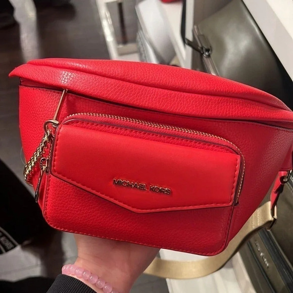 Michael Kors Maisie 2-in-1 Sling WaistPack Large Fanny bag Crossbody Bright Red - Picture 2 of 12